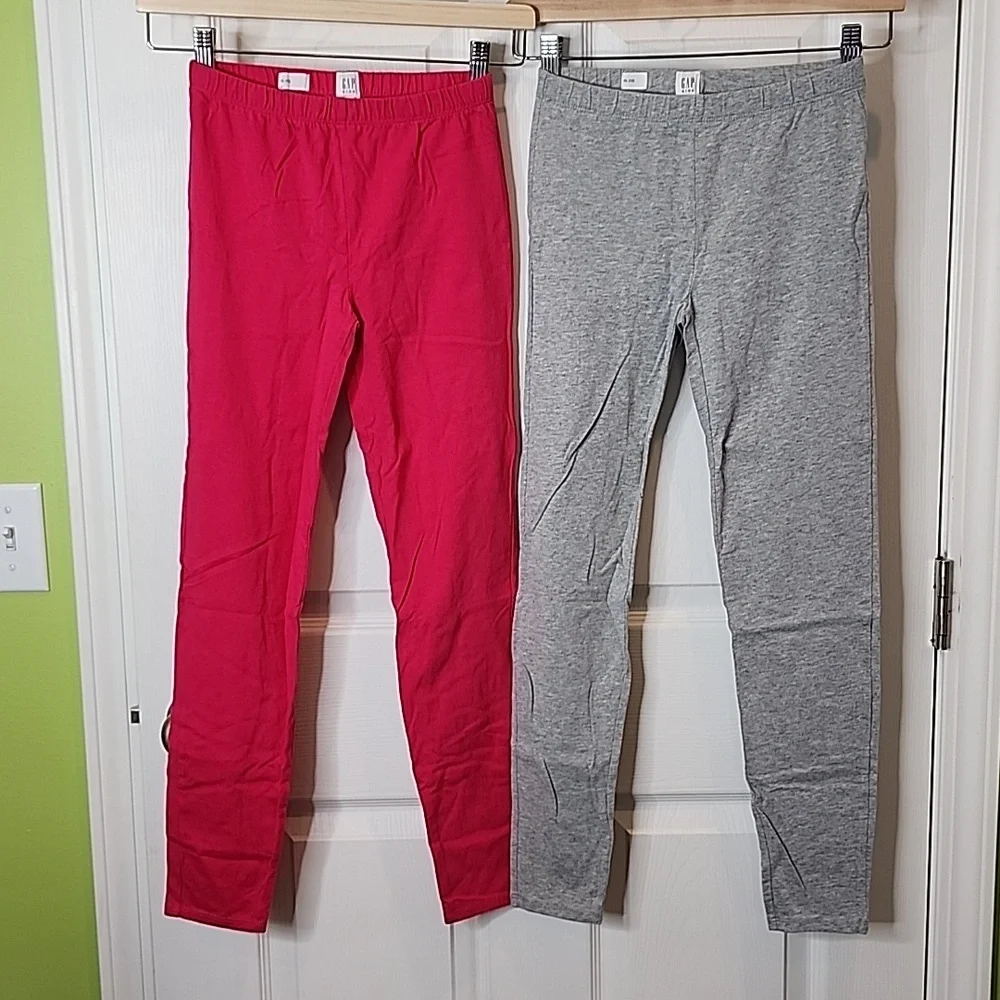 GAP Kids Heathered Gray and Pink Leggings 2 Piece Lot, Girls Size XL (12)